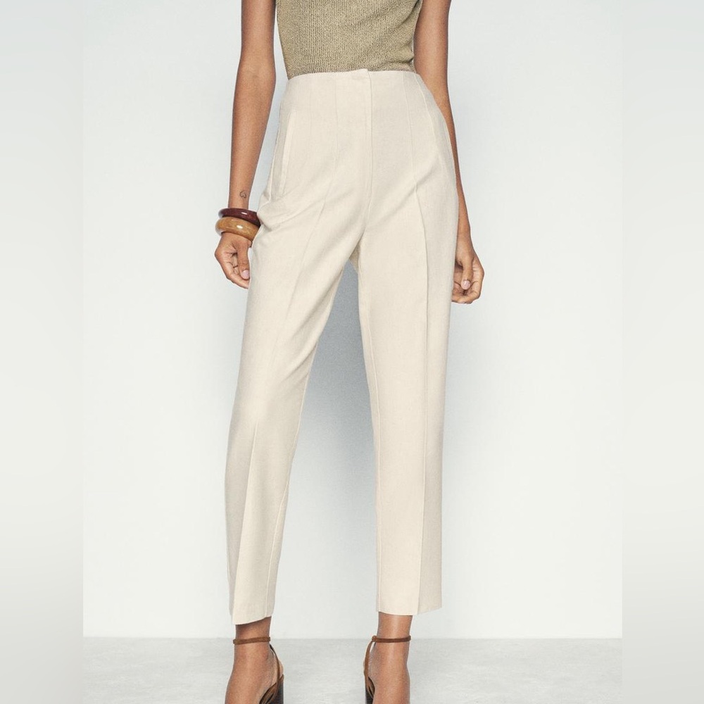 Zara beige high waisted trousers pants